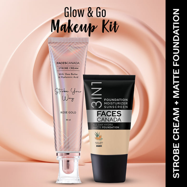 Rose Glow Kit | Rose Gold Strobe Cream (30ml) + Hydra Matte Foundation (Mini) - (18ml)