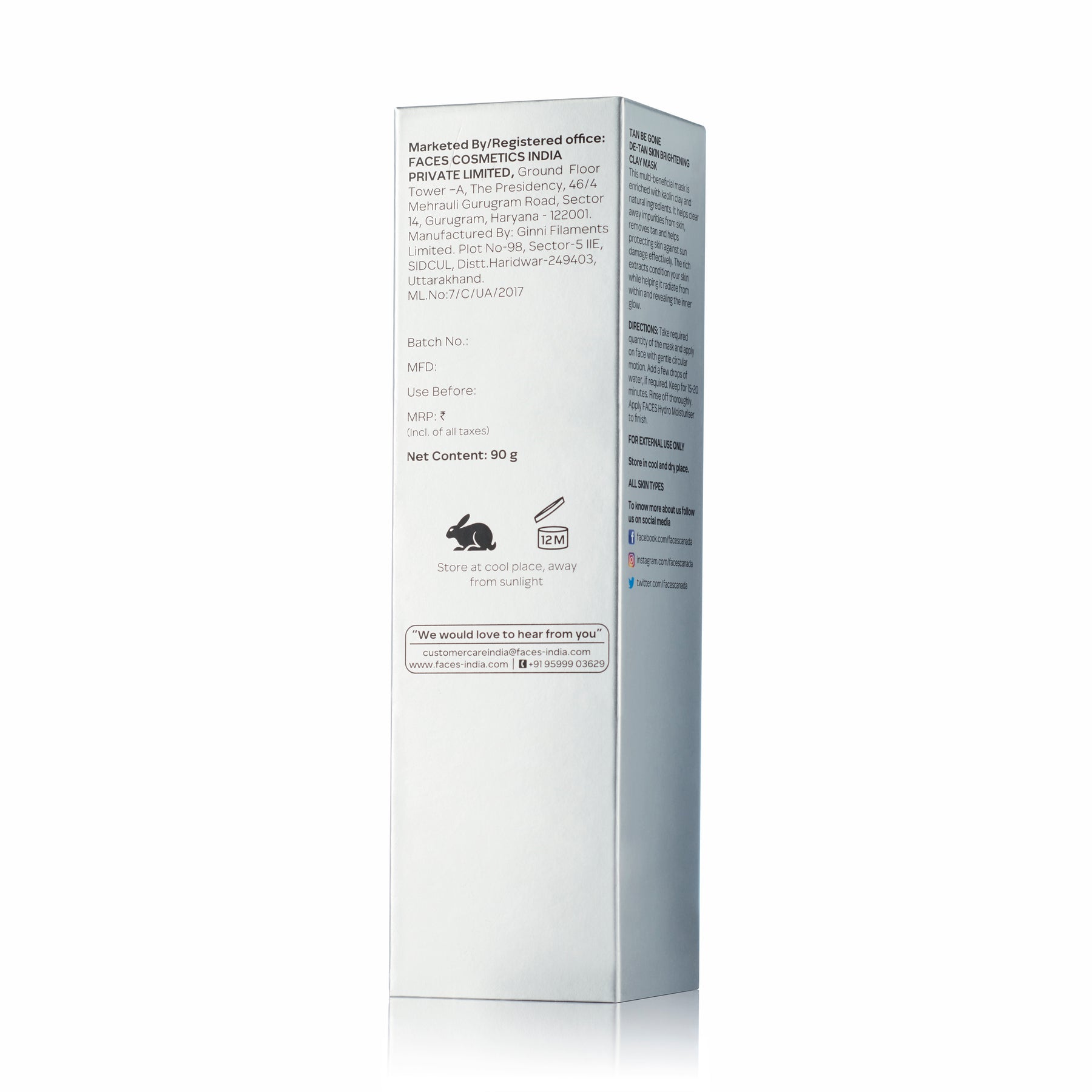 Detaning Mask De-Tan Skin Brightening Clay Face Mask Online | Faces Canada