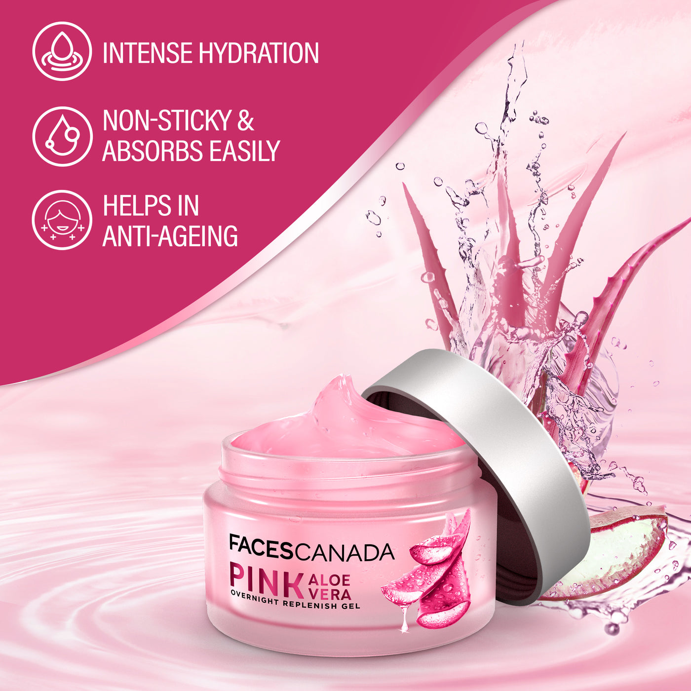 Pink Aloe Vera Overnight Replenish Gel