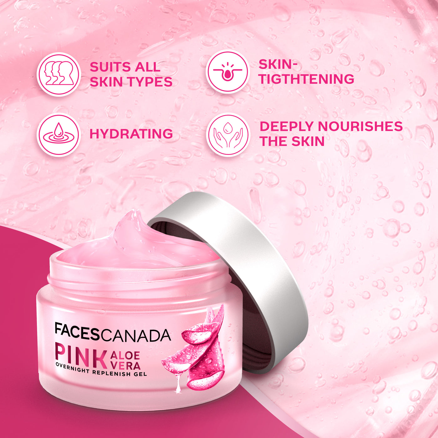 Pink Aloe Vera Overnight Replenish Gel